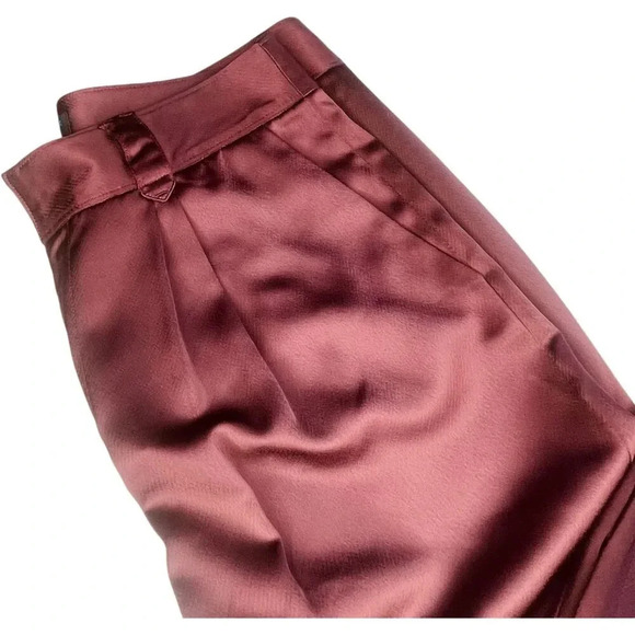 Paige Women's Maroon Kodie Crop Satin Trouser Pants - Picture 4 of 11